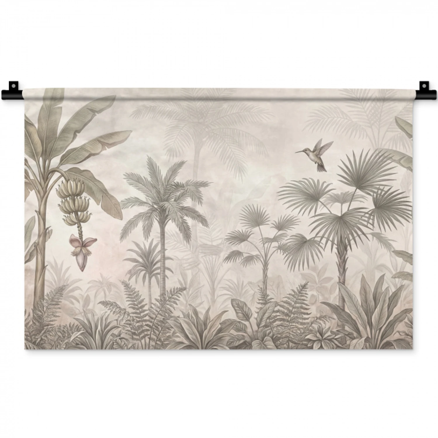Jungle - Banenboom - Kolibrie - Beige Wandkleed katoen klein -zz3d