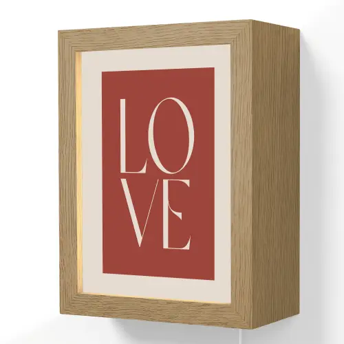 Love - Rood - Minimalistisch Light Box met kabel (Wandlamp) klein -3d