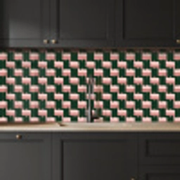 Vlechtpatroon - Groen - Roze - Geometrisch keuken achterwand 2 middel 871 -sfeer1