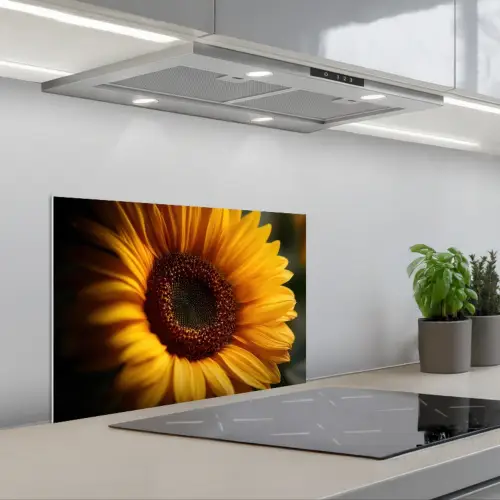 Geel - Zonnebloem - Zomers keuken achterwand spatscherm klein -3d_schuin