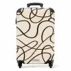 Bruine lijnen op beige achtergrond NBS - Handbagage koffer - Volwassenen Unisex middel -productfoto_recht