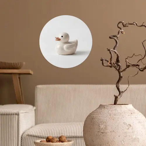 Badeend - Minimalistisch - Wit Wandcirkel behangsticker klein -sfeer1