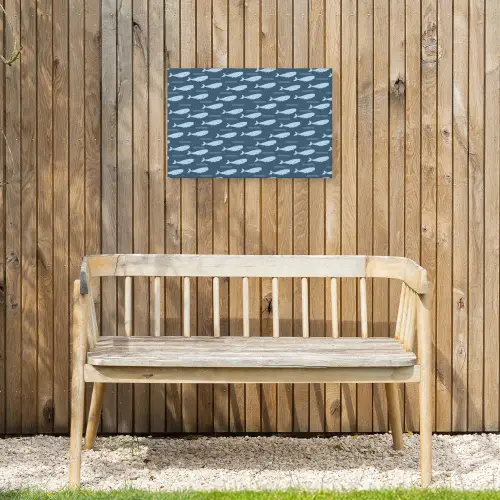 Klein - Oceaan - Golven - Blauw Tuinposter op houten frame 2 cm dik klein 845 -sfeer4