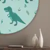 Donkergroen - Dinosaurussen - Afdrukken - Bladeren Akoestische PET Vilt - Rond klein -sfeer5_closeup
