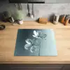 Kristal - Bloemen - Grijs Inductie beschermer vinyl 3mm middel -sfeer5