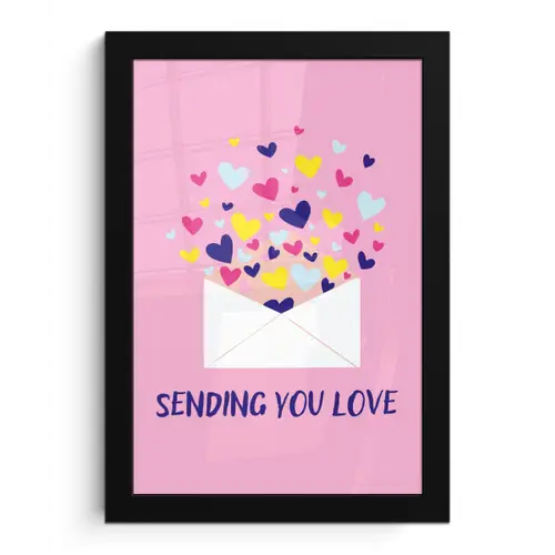 Envelop - Love - Hartjes - Valentijn fotolijst zwart zonder passe partout klein -3d
