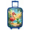 Flamingo en dinosaurus op strand bij ondergaande zon Kinderkoffer - Blauw klein -zz3dotto