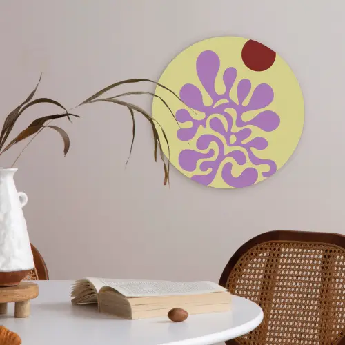 Koraal - Cirkel - Abstract - Geel Akoestische PET Vilt - Rond klein -sfeer3