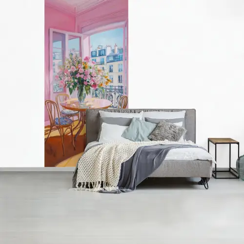 Pink - City - Bloemen fotobehang vinyl groot -slaapkamer