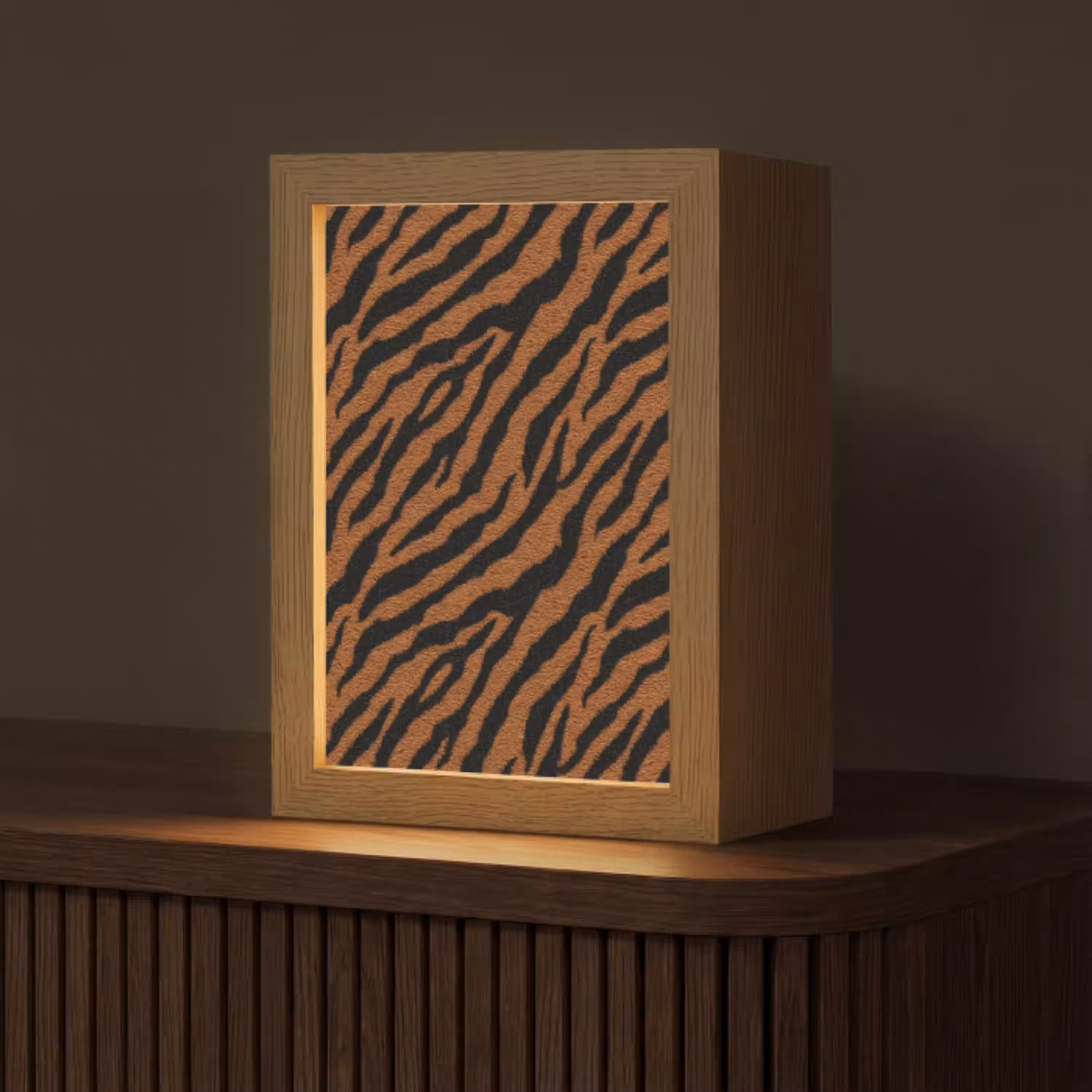 Tijger - Vacht - Zwart Light Box met kabel (Tafellamp) klein 925 -z3d_website