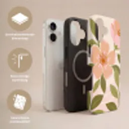 Grafisch - Bloemen - Roze Toughcase MagSafe Apple iPhone 17 klein -USP_Lagen_NL