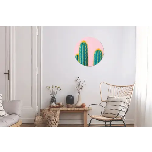 Cactussen - Modern - Pastel Wandcirkel aluminium klein -woonkamer