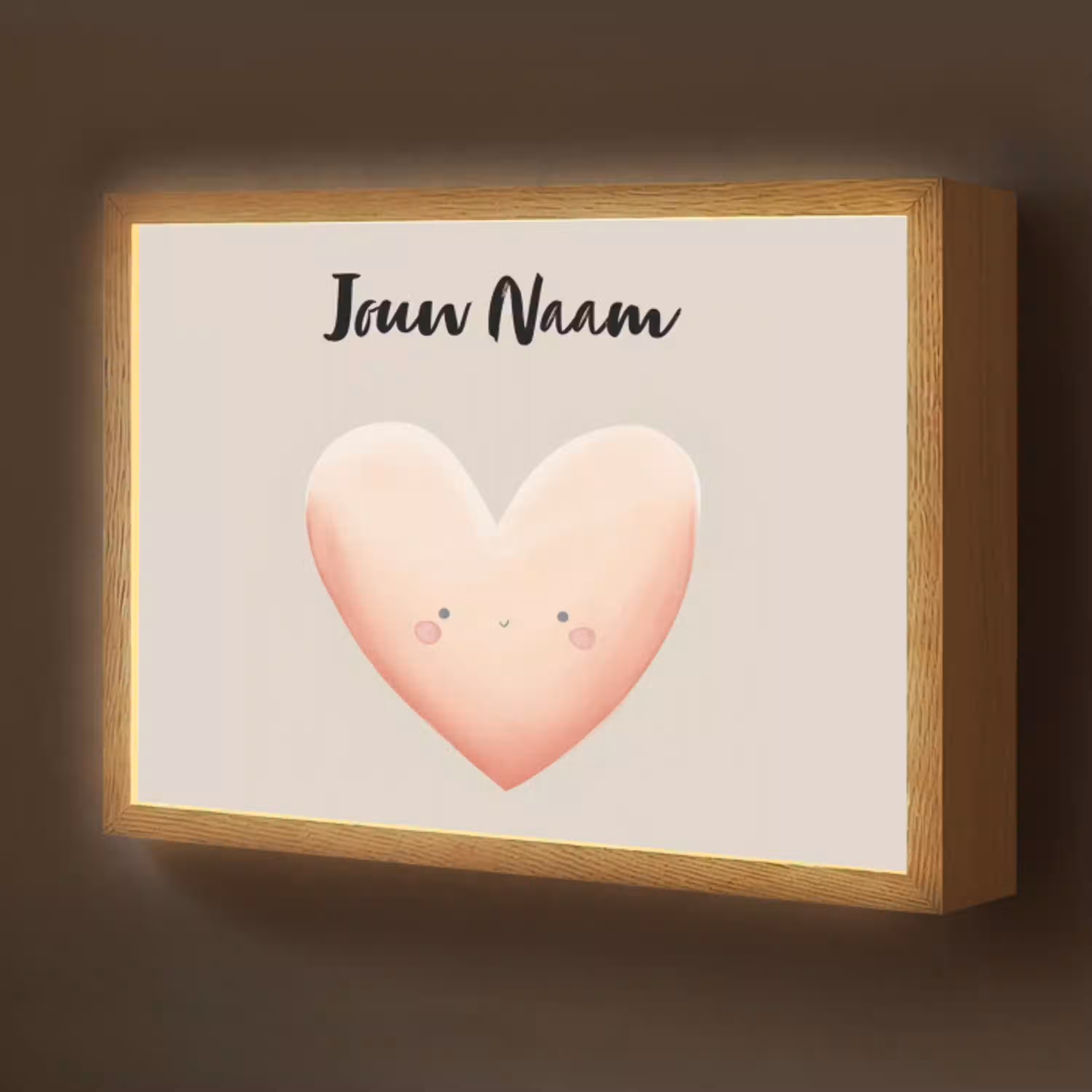 Roze - Hart - Gezichtje - Blosjes Light Box met batterij (Wandlamp kind) middel -z3d_website