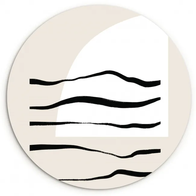 Abstract - Lijn - Pastel Wandcirkel kunststof plaat 5mm dik klein -3d