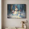 Sneeuwpop - Sneeuw - Winter - Bos Textielframe zwart klein -sfeer2