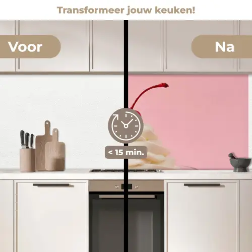 Kers - Slagroom - Roze keuken achterwand 2 middel -voor-na2_NL
