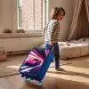 Roze raceauto flitst door neonlicht Kinderkoffer - Blauw klein -sfeer1