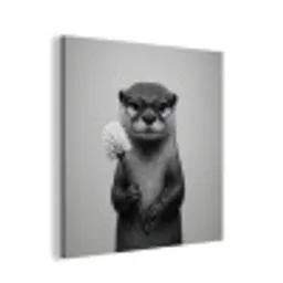 Otter - Wc-borstel - Bril - Zwart - Wit aluminium wit klein -3d