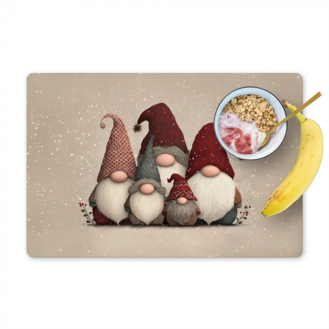 Placemat - 6 pieces - Gnomes - Christmas - Snow - Pointed hats