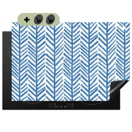 Patroon - Streep - Blauw Inductie beschemer met haakjes klein 777 -3d