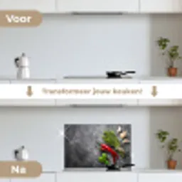 Contrast in Smaak en Textuur keuken achterwand spatscherm klein -voor_na_NL
