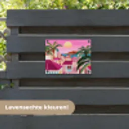 Stad - Roze - Palmbomen tuinposter los doek klein -sfeer3