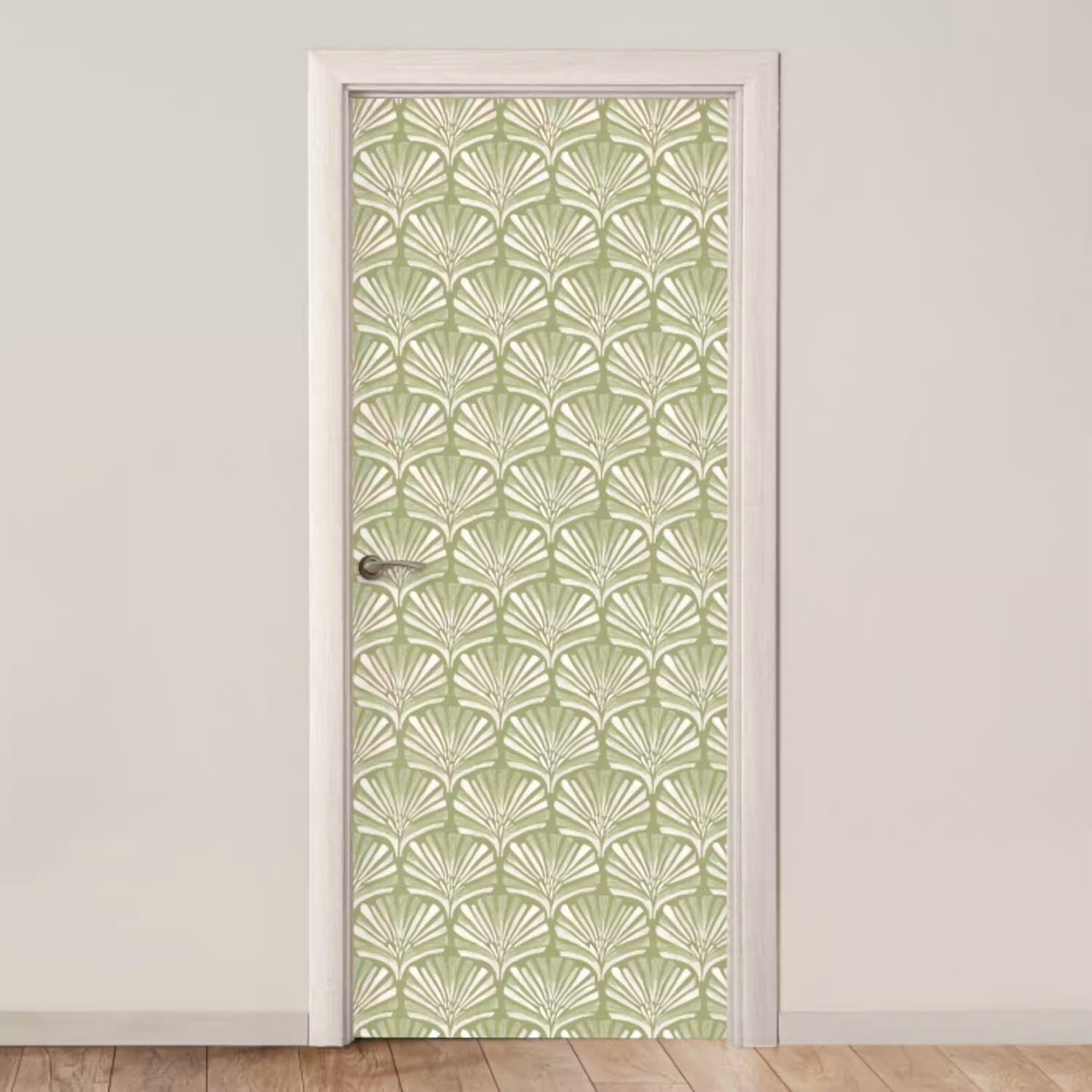 Saliegroen - Ginkgo Biloba - Waaier - Patroon deurposter klein 289 -3d_beige