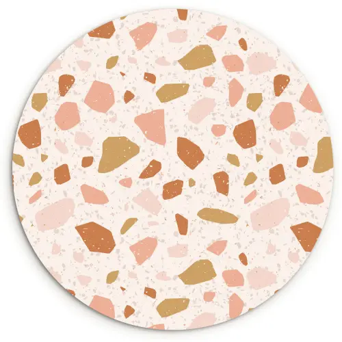 Terrazzo -  Patroon - Kleurrijk - Zalm Wandcirkel kunststof plaat 5mm dik klein 188 -3d