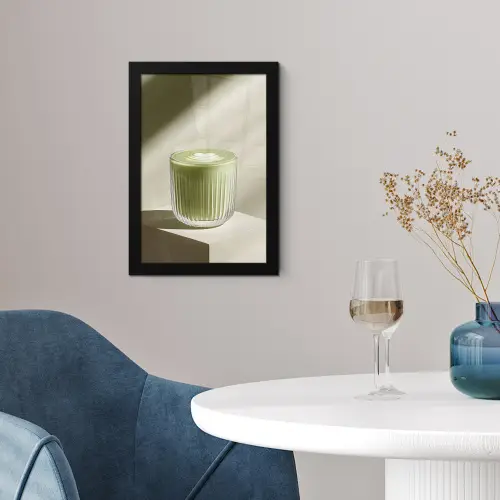 Matcha - Glas - Groen - Minimalistisch fotolijst zwart zonder passe partout klein -sfeer4
