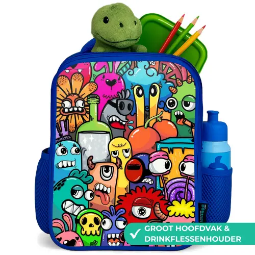 Monster met 1 Oog Kinderrugzak - Blauw middel -inhoud_NL