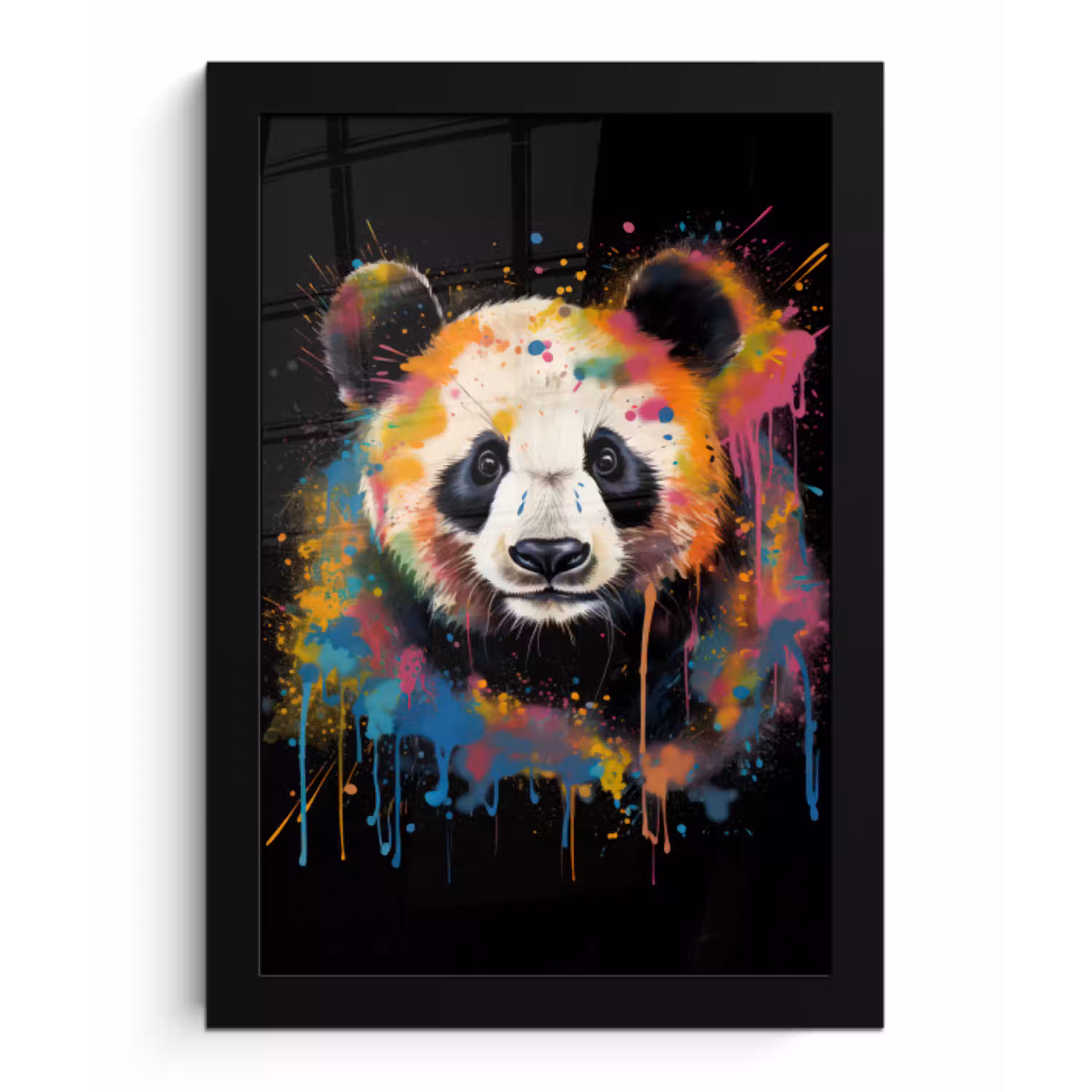 Panda - Graffiti - Dieren - Zwart - Kleuren fotolijst zwart zonder passe partout klein -3d