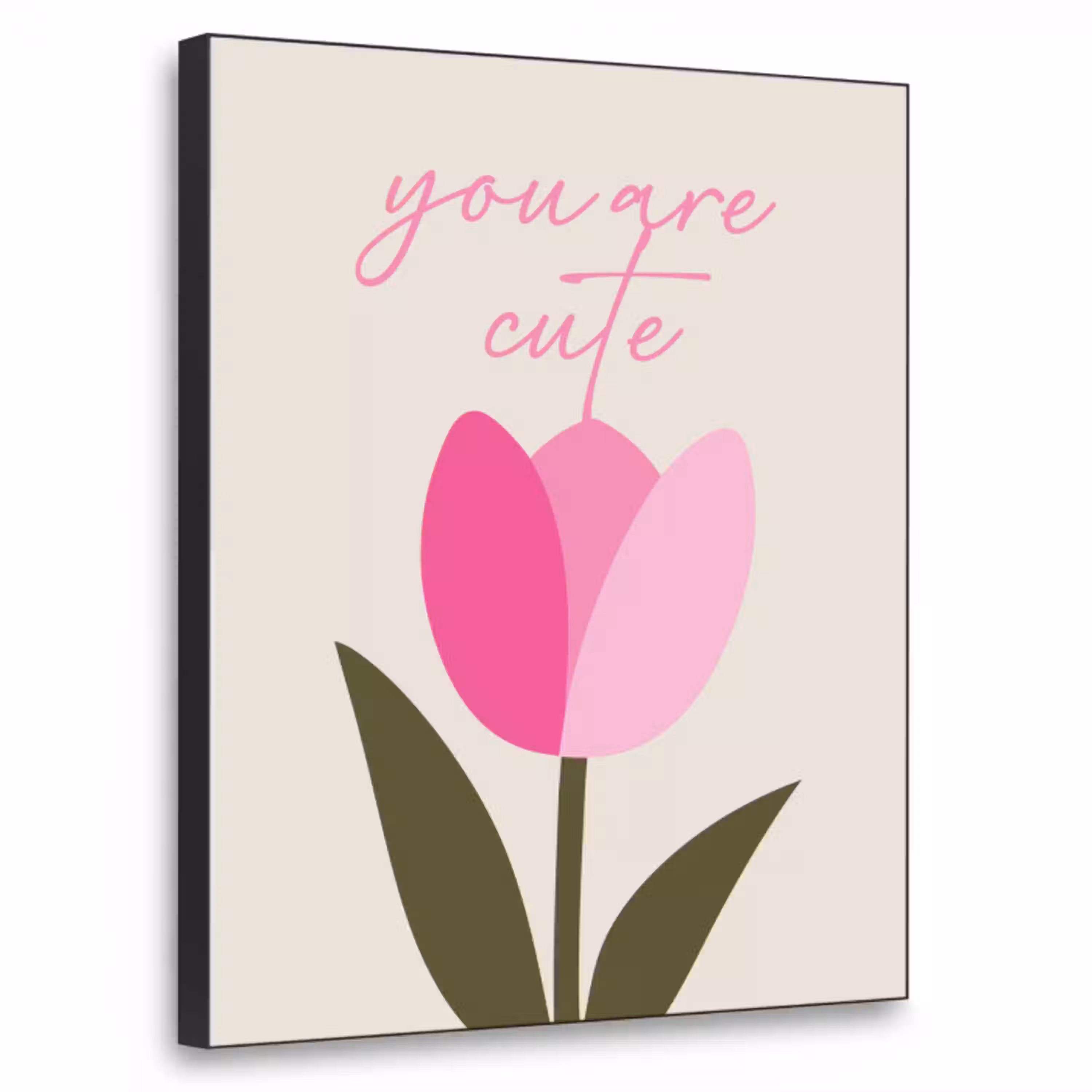 Tulp - Roze - Valentijn - Bloem Textielframe - compleet frame klein -3d