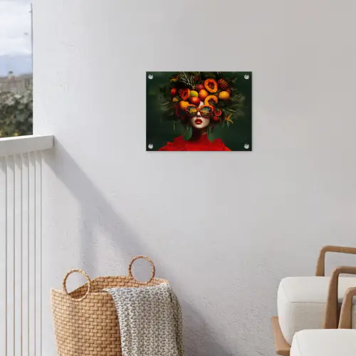 Vrouw - Vruchten - Papaja - Ananas tuinposter los doek klein -sfeer8