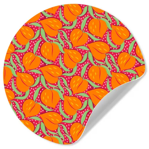 Perziken - Oranje - Zomers Wandcirkel behangsticker klein 186 -3d