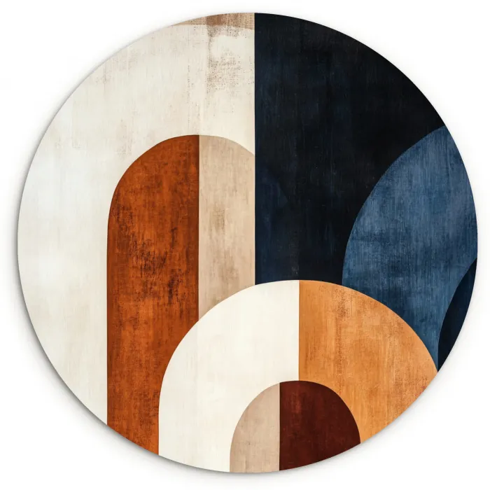 Abstract - Vormen - Donkerblauw Wandcirkel kunststof plaat 5mm dik klein -3d