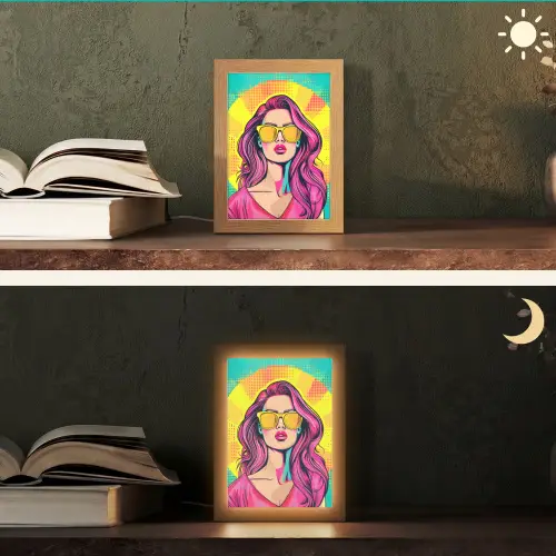 Zonnebril - Vrouw - Zonnig - Geel Light Box met kabel (Tafellamp) klein -sfeer3