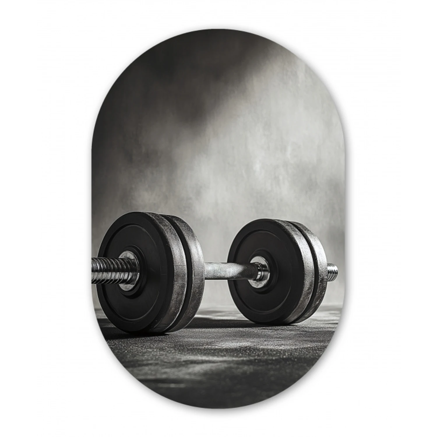 Halter - Gewichten - Zwart Wandcirkel Ovaal Glas middel -3d