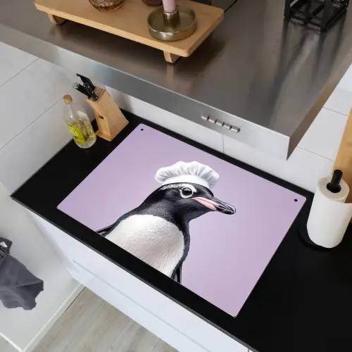 Pinguïn - Koksmuts - Lief - Paars Inductie beschemer met haakjes klein -sfeer1