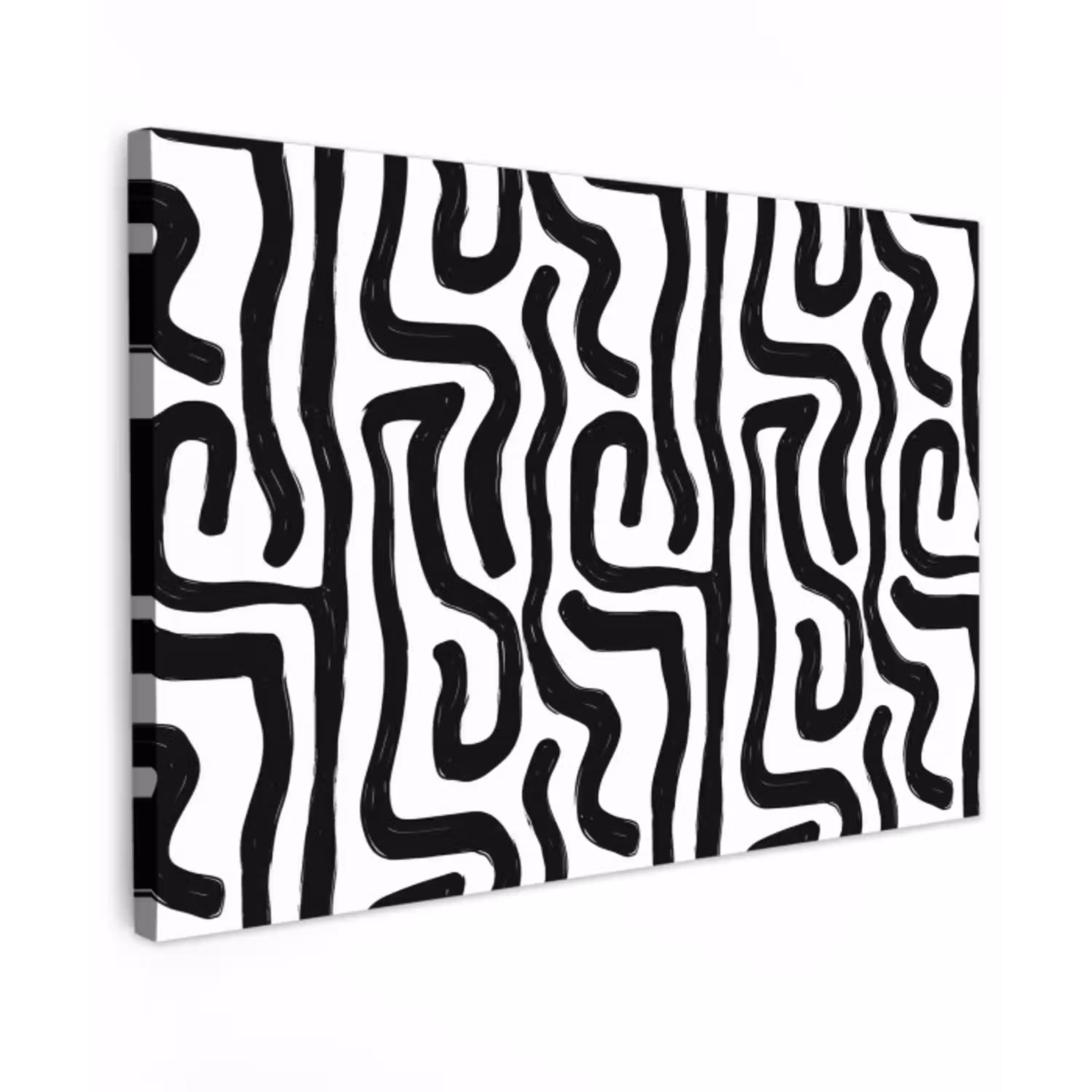 Modern - Lijnen - Zwart canvas 2cm klein 34 -z3d