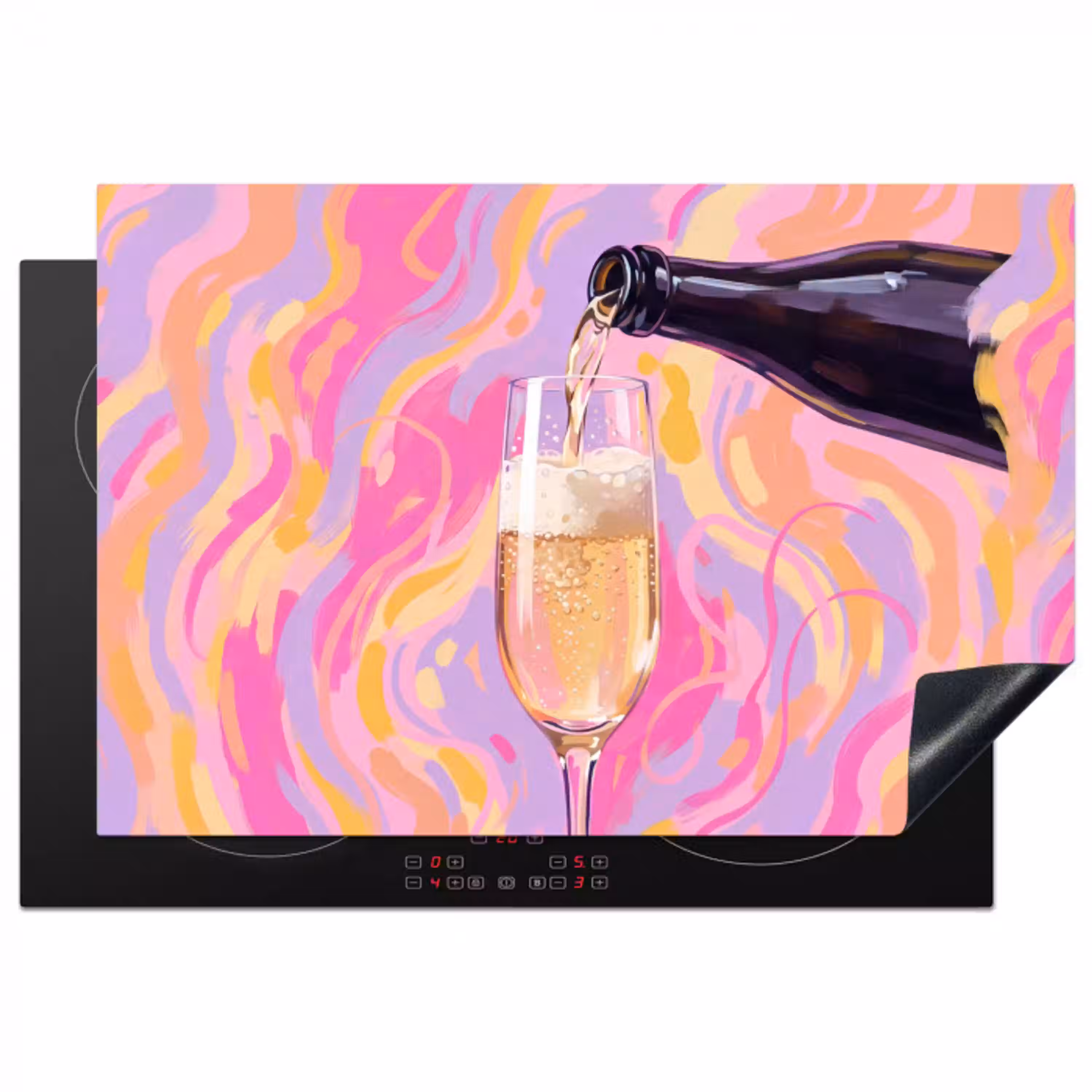 Drank - Inschenken - Feest - Abstract - Roze Inductie beschermer vinyl 3mm klein -3d