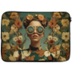 Bloemenkrans - Vrouwengezicht - Zonnebril - Oranje laptophoes neopreen klein -zkaufland3dotto