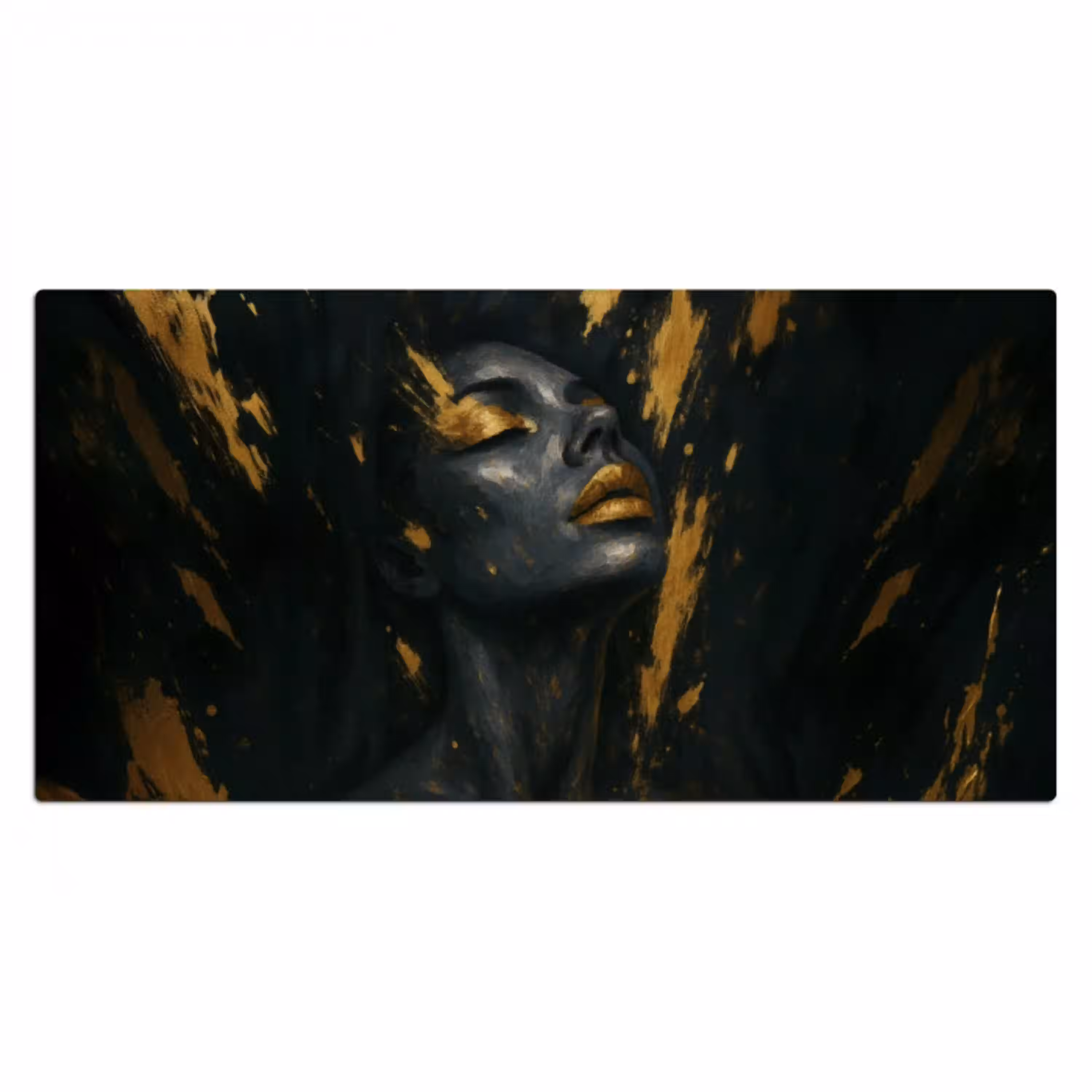 Gezicht - Vrouw - Verfspatten - Abstract Muismat XXL klein -3d_leeg