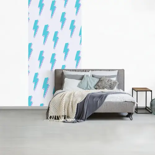 Blauw - Paars - Bliksem fotobehang vinyl groot 64 -slaapkamer