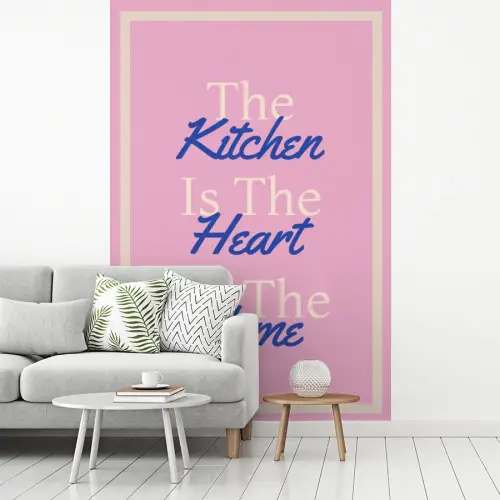 Tekst - Blauw - Keuken - Kader fotobehang vinyl groot -woonkamer
