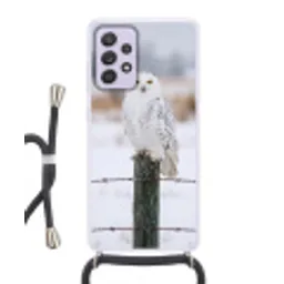 Sneeuwuil - Hek - Sneeuw - Wit Hoesje Samsung Galaxy A52 5G met koord klein -3d