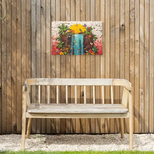 Waterval in Straatkunst Tuinposter op houten frame 2 cm dik klein -sfeer4