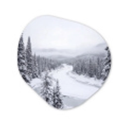 Rivier - Bevroren - Landschap - Winter Wandcirkel Organisch Aluminium middel -3d