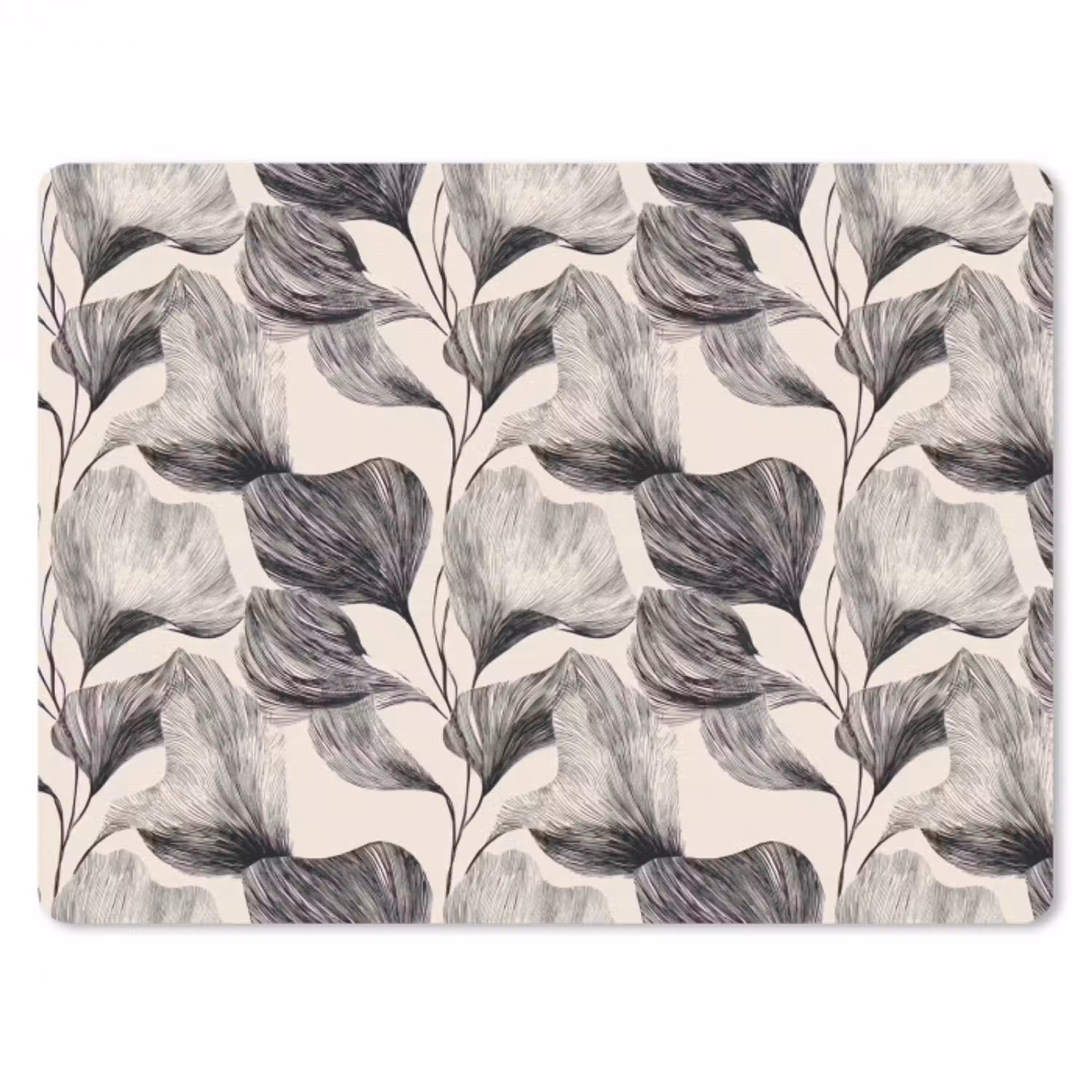 Botanisch - Bladeren - Zwart muismat rubber klein 262 -3d