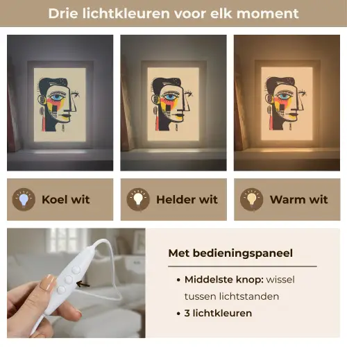 Geometrisch - Felle kleuren - Kubistische stijl Light Box met kabel (Tafellamp) klein -USP_lichtkleurNL