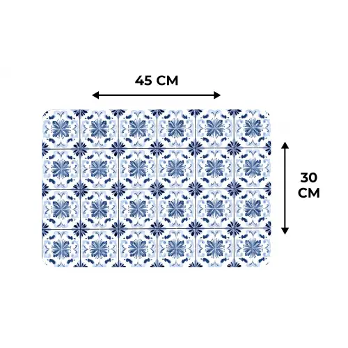 Patroon - Tegel - Blauw Placemat vinyl groot 368 -specs